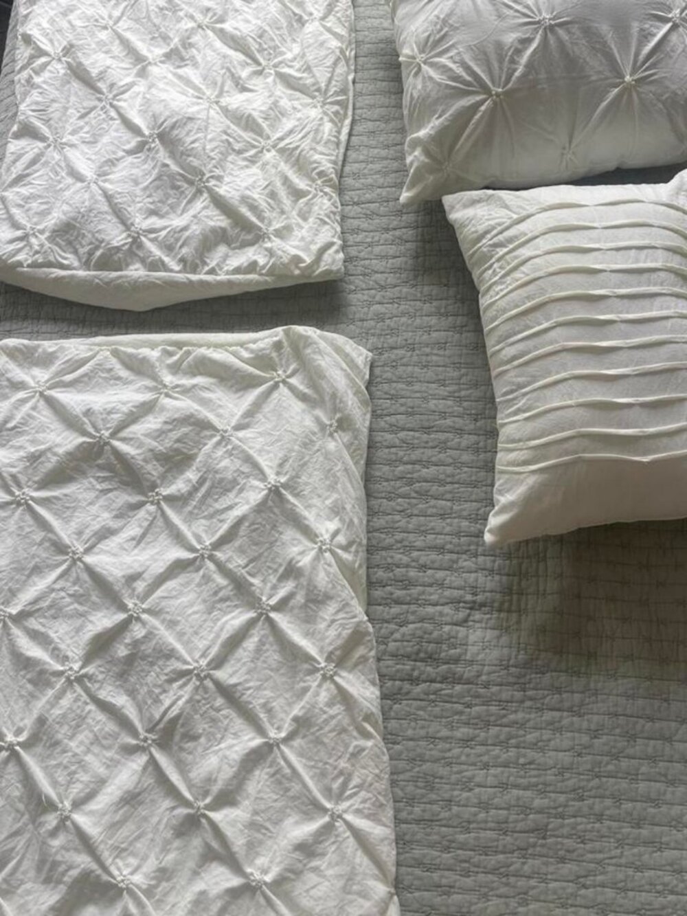 4-Piece White Pintuck Bedding & Pillow Set